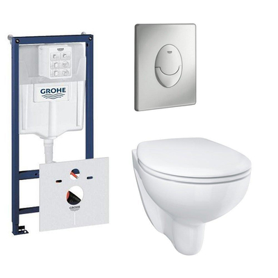 Grohe Bau keramiek toiletset met spoelrandloos en diepspoel inclusief inbouwreservoir en bedieningspaneel wit