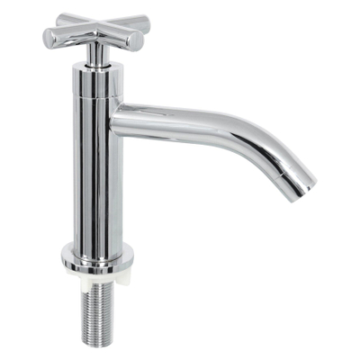 Differnz Hura kit lave-mains - 38,5x18,5x9cm - Rectangulaire - 1 trou de robinet - robinet courbé en chrome - poignée croix - Céramique Blanche