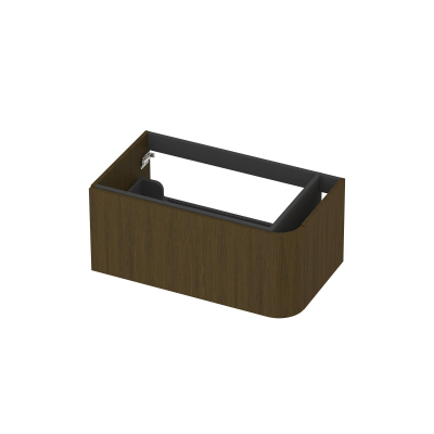 INK Concept R Wastafelonderkast - 80x45x35cm - 1 lade - opliggende grepen - afgeronde hoek rechts - MDF - shadow veneer