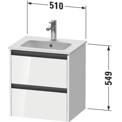 Duravit ketho.2 meuble 51x42x54,9cm pour 1 lavabo en aggloméré chêne (noir) mat