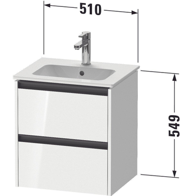 Duravit ketho.2 meuble sous-vasque 51x42x54,9cm pour 1 vasque panneau de particules basalte mat