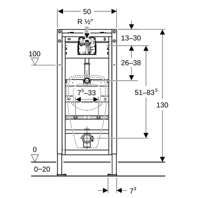 Geberit Duofix Urinoir element 130cm universeel voor urinoirstuursysteem basic