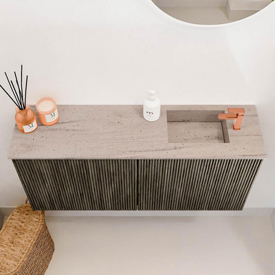 Mondiaz JOYA-DLUX 90cm meuble de salle de bains - couleur Shadow - Lavabo FAYE position Droite 1 trou de robinet couleur Saba.