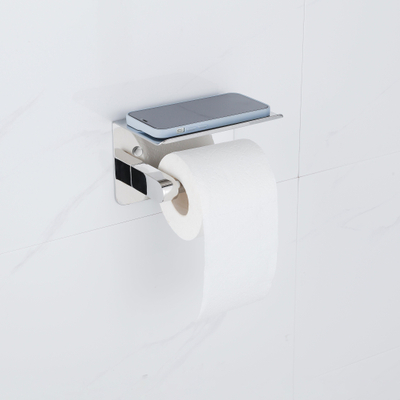 Fortifura Calvi Toiletset - toiletrolhouder - met klep- toiletborstel - handoekhaak - hoogglans chroom