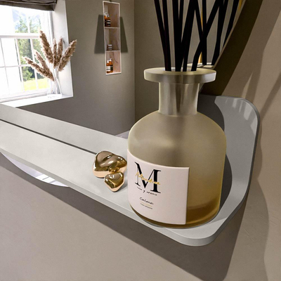 Mondiaz SPOT miroir – Ø 90 cm – avec tablette – Linen (blanc cassé)