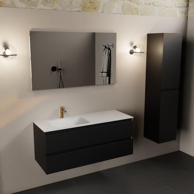 Mondiaz Aivy ensemble de meuble de salle de bains - 120x45x50cm - 1 trou de robinet - 1 vasque talc Solid surface - Gauche - 2 tiroirs - Avec miroir - MDF Urban