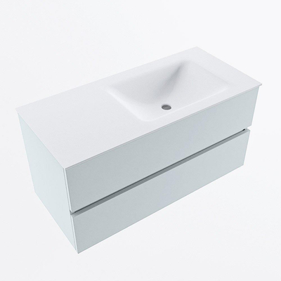 Mondiaz VICA ensemble de meuble de salle de bain - 100cm - meuble sous-vasque argile - 2 tiroirs - lavabo nuage droite - 1 trou de robinet - version haute de 60cm - talc