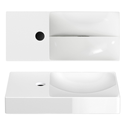 Clou Vale keramiek fontein 45x19x7cm kraangat links wit glans