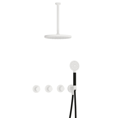 Hotbath Cobber IBS70 Regendoucheset - inbouw - 30cm plafondarm - 30cm ronde hoofddouche - 3 standen handdouche - mat wit
