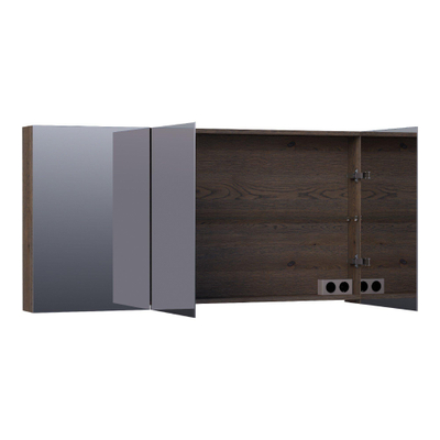 BRAUER Impress spiegelkast – 139x70x15 cm – 3 deuren, dubbelzijdige spiegeldeuren – Eiken zwart