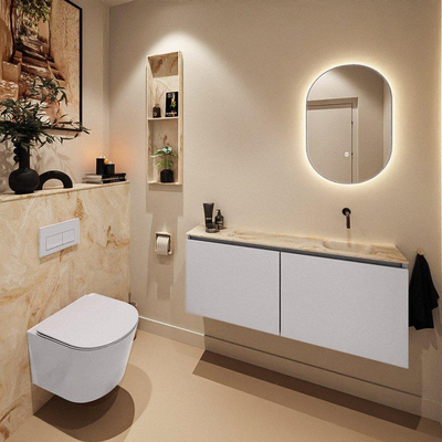 MONDIAZ TURE-DLUX meuble WC 120 cm Cale. EDEN lavabo Frappe position à droite. Sans trou de robinet.