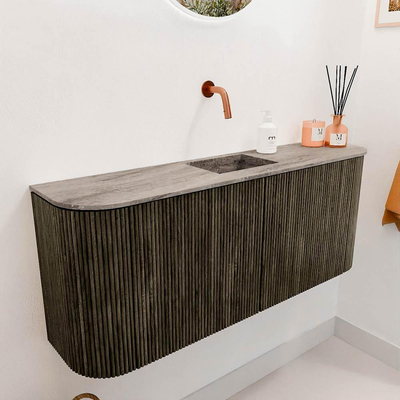 Mondiaz JOYA-DLUX 103.2cm toiletmeubel - ronding links en rechts kleur Shadow - Wastafel FAYE positie Midden Zonder kraangat kleur Oza.