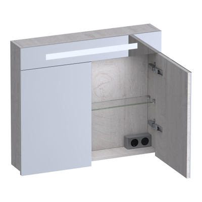 BRAUER Promise spiegelkast - 80x70x15cm - met verlichting 2 spiegeldeuren Forest Seashell