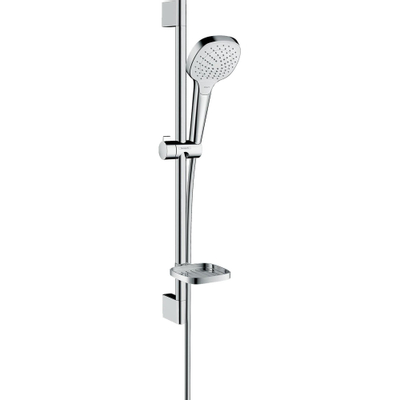 Hansgrohe Croma select e vario unica ensemble barre coulissante 65cm casetta chrome blanc