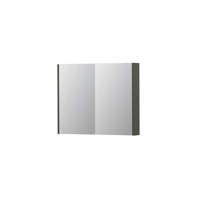 INK SPK2 Spiegelkast - 90x14x74cm - 2 deuren - dubbelzijdige Spiegel - schakelaar en stopcontact - MDF lak Mat beton groen