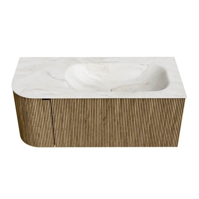Mondiaz KURVE-DLUX Badkamermeubelset - 105x46x40cm - 1 lade - 1 deur - wastafel solid surface - rechts - zonder kraangat - Dusk