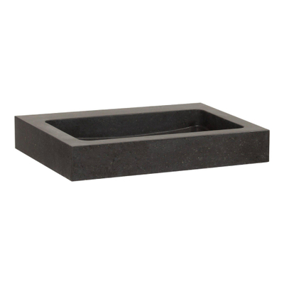 BRAUER Lava Lavabo - 60x46x10cm - 1 cuve - 0 trous de robinet - pierre naturelle - basalte anthracite