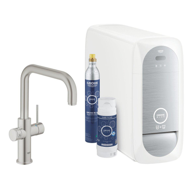 Grohe Blue Home Keukenkraan - u uitloop - met WiFi - bluetooth - Chilled & Sparkling - Brushed Supersteel (RVS)