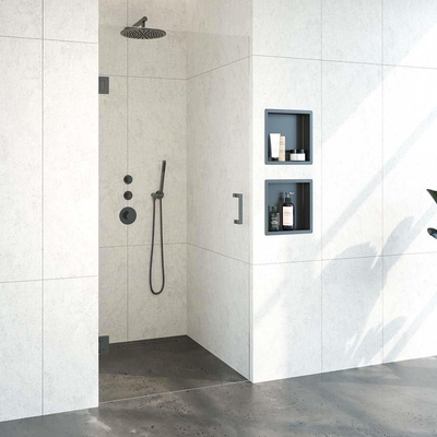 BRAUER Void porte de niche verre clair 90x200 réversible incl. traitement anticalcaire PVD gunmetal brossé