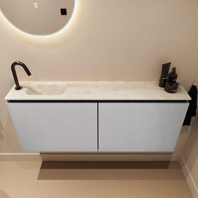 MONDIAZ TURE-DLUX meuble de toilettes 120 cm Plata. EDEN lavabo Ostra position gauche. Avec 1 trou de robinet.