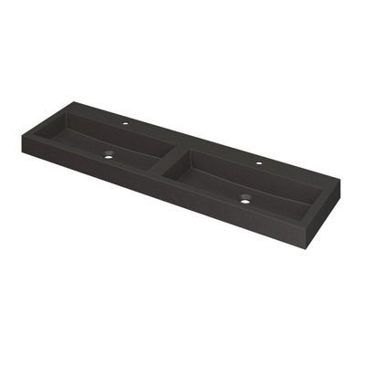 INK Momento lavabo - 160x45x9cm - 2 vasques - 2 trous de robinetterie - Quartz noir
