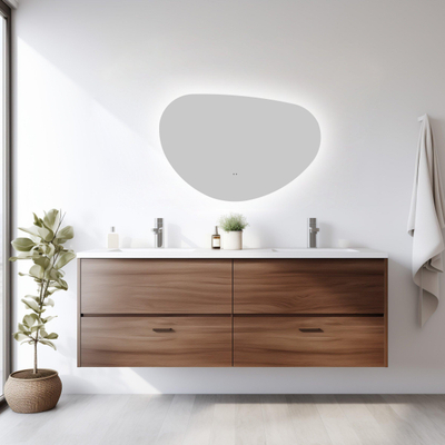 Saniclass Organic Sim miroir – forme organique – 60 x 40 cm – LED indirecte tout autour – chauffage de miroir