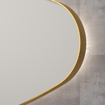 INK SP23 Miroir - 120x4x70cm - LED - en bas et en haut - changement de couleur - dimmable - organique - dans un cadre en acier - aluminium Mat or à gauche