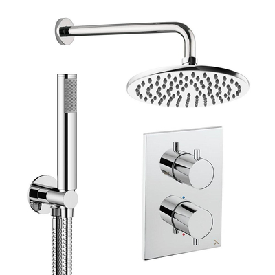 Crosswater MPRO Regendoucheset inbouw - 2 hendels - 20cm douchekop - handdouche - wandarm - chroom