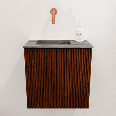 Mondiaz JOYA-DLUX Meuble de toilette 40cm - couleur Ruby - Vasque FAYE position Gauche Sans trou de robinet couleur Sombra.