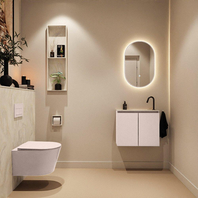 MONDIAZ TURE-DLUX Meuble toilette - 60cm - Rosee - EDEN - vasque Ostra - position droite - 1 trou de robinet