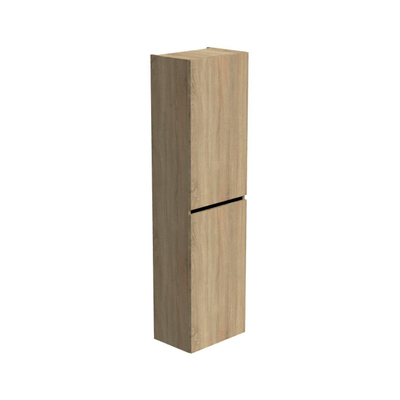 Thebalux Type badkamerkast 45x29x165cm 2 linksdraaiende deuren met softclose greeploos Greeplijst zwart mat MDF/spaanderplaat carbon wood