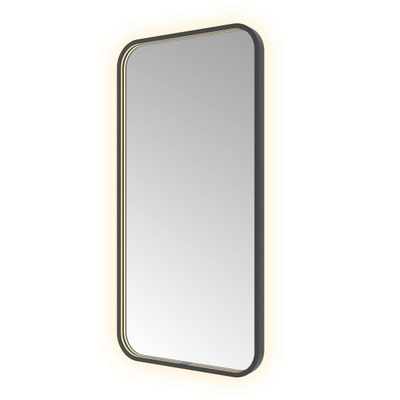 Hotbath &MORE Spiegel - 50x100cm - direct en indirect LED - spiegelverwarming - color changing - dimbaar - met afstandsbediening - PVD - geborsteld zwart