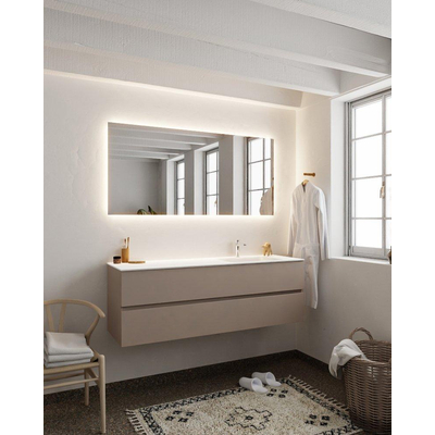 MONDIAZ VICA Ensemble de meuble salle de bain - 150cm - 2 tiroirs - lavabo Cloud à droite - 1 trou de robinet - solid surface smoke