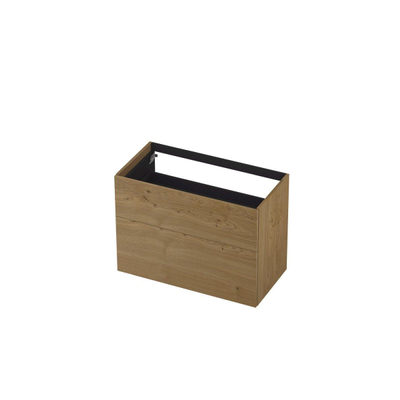 INK Wastafelonderkast - 90x45x65cm - 2 lades - push to open - met rechte opdekfronten - MDF - Natur