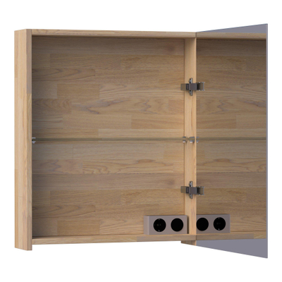 BRAUER Impress spiegelkast – 59x70x15 cm – rechtsdraaiend, dubbelzijdige spiegeldeurr – Eiken grijs