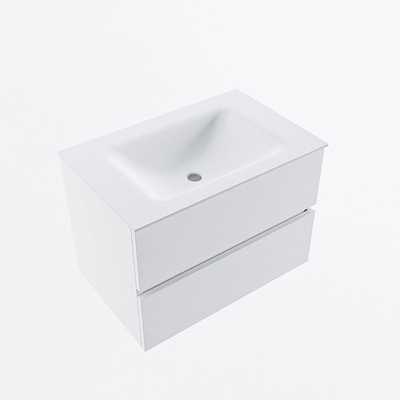 Mondiaz VICA ensemble de meuble de salle de bain - 70cm - meuble sous-vasque talc - 2 tiroirs - lavabo cloud milieu - sans trous de robinet - version haute de 60cm - talc