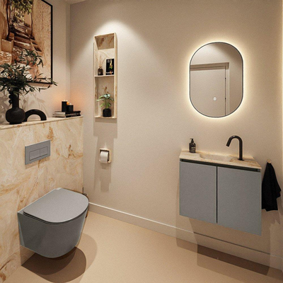 MONDIAZ TURE-DLUX 60cm toiletmeubel Smoke. EDEN wastafel Frappe positie midden. Met 1 kraangat.