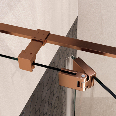 BRAUER Stellar Nisdeur - 2-delig - 140x200cm - draaideur - glascoating - omkeerbaar - helder glas - geborsteld koper PVD