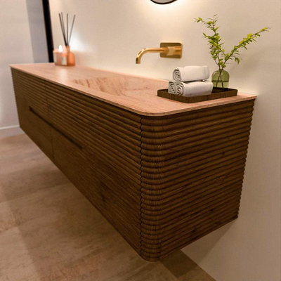 Mondiaz CIRO-DLUX Ensemble de meubles de salle de bains - 190x45x50cm - Plan vasque Solid surface Saba - 1 lavabo à droite - sans trous de robinet - 4 tiroirs - Dusk