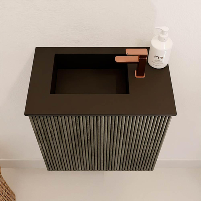 Mondiaz JOYA 40cm meuble de toilette - couleur Shadow - Vasque FAYE position Gauche 1 trou de robinet couleur Urban.