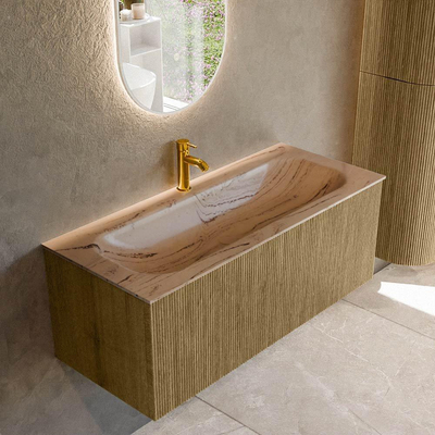 MONDIAZ KURVE-DLUX Meuble de salle de bains 110cm couleur Dusk avec 1 tiroir et 0 porte. Lavabo BIG MEDIUM Central 1 trou de robinet Arena.