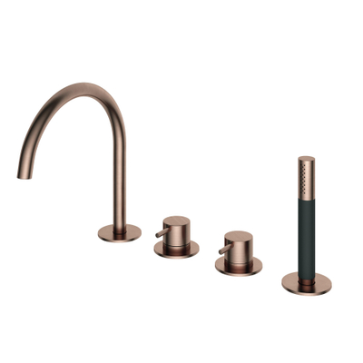 Robinet de baignoire Hotbath Cobber - bord de baignoire - mélangeur pivotant - 2 voies - inverseur - cuivre brossé PVD