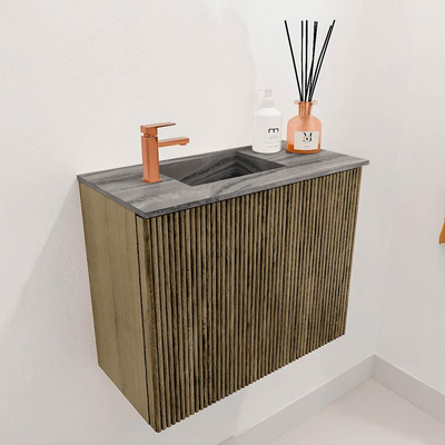 Mondiaz JOYA-DLUX 50cm toiletmeubel - kleur Dusk - Wastafel FAYE positie Links 1 kraangat kleur Sombra.