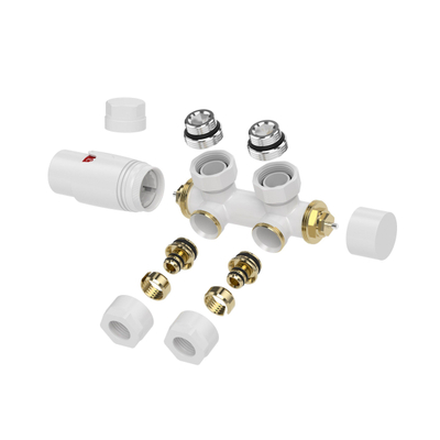 Riko Ensemble bloc inférieur thermostatique coudé gauche/droite blanc brillant