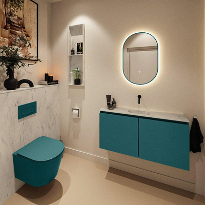 MONDIAZ TURE-DLUX meuble de toilettes 100 cm Smag. lavabo EDEN Opalo position milieu. Sans trou de robinet.