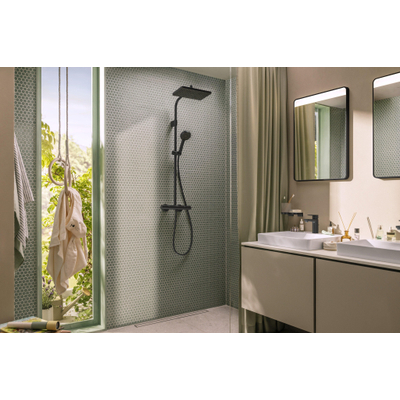 Hansgrohe Activera Q colonne de douche - 29x18cm - thermostatique - ecosmart - noir mat