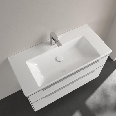 Villeroy & Boch Subway 3.0 lavabo pour meuble - 100x47x16.5cm - Rectangulaire 1 trou de robinet sans trop-plein Blanc Alpin brillant Céramique