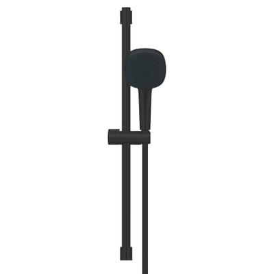 GROHE Tempesta Cube 110 Ensemble barre de douche - 60cm - douchette carrée - 2 types de jets - flexible de douche lisse - noir mat