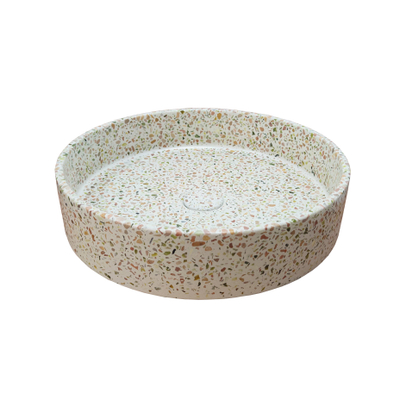 Ideavit Terrazzo vasque à poser - 42.5x42.5x10cm - ronde - avec bonde clic-clac - terrazzo - multibeige