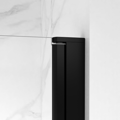 Fortifura Galeria Porte de douche - 70x200 - Profil - verre de sécurité - anti-calcaire - noir mat